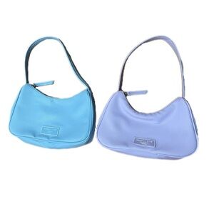 Kendall+Kylie Set of 2 Pastel Shoulder Bags Faux Pebbled Leather Purple Blue